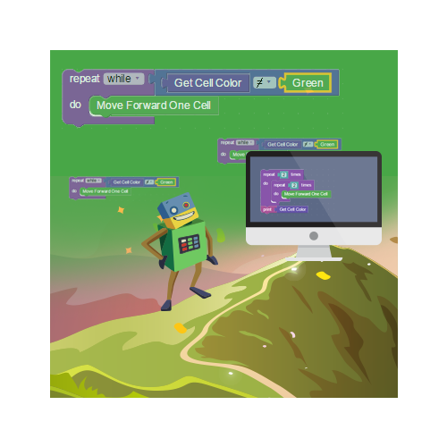 RoboGarden missions focus on teaching new programming concepts 